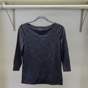 Womens Talbots Dark Navy Marbled 3/4 Inch Sleeve T-shirt Size Small